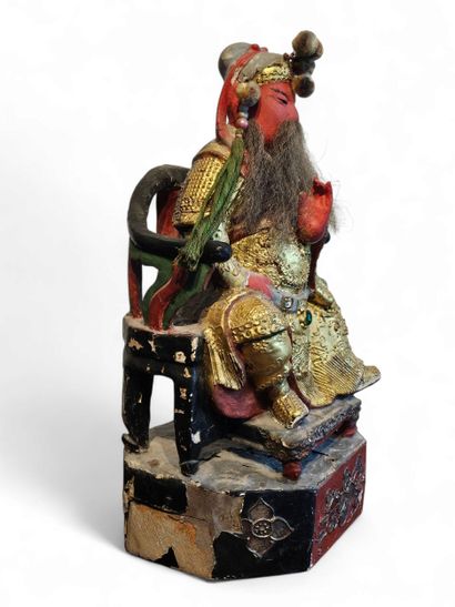CHINA XIXth century Taoist divinity in polychrome...