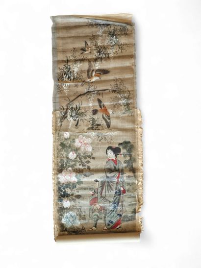 JAPAN TAISHO PERIOD
Three large silk doors,...