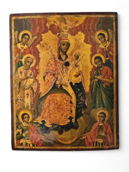 Icône
Tempera sur bois sur fond or
« Vierge...