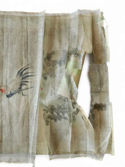 JAPAN TAISHO PERIOD
Three large silk doors,...