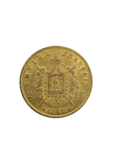 PIECE 20 francs or Napoléon III tête laurée/frappe...