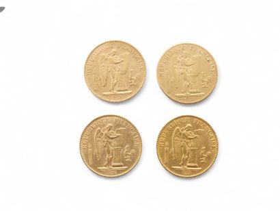CURRENCY 
FOUR 20 franc gold genie coins...
