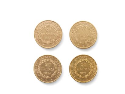 CURRENCY 
FOUR 20 franc gold genie coins...