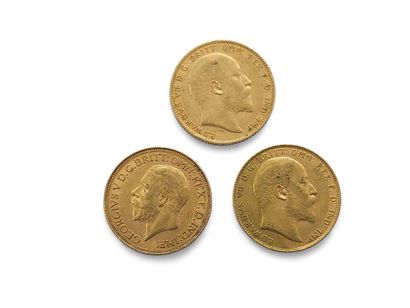 CURRENCY 
TWO gold SOUVERAINS Edouard VII...