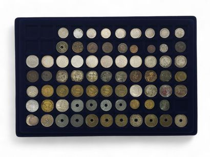 TWO trays including French 10 franc cupronickel...