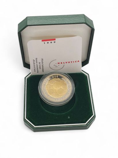 Swiss commemorative coin set in 999° silver...