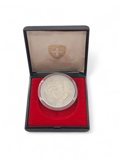Swiss commemorative coin set in 999° silver...