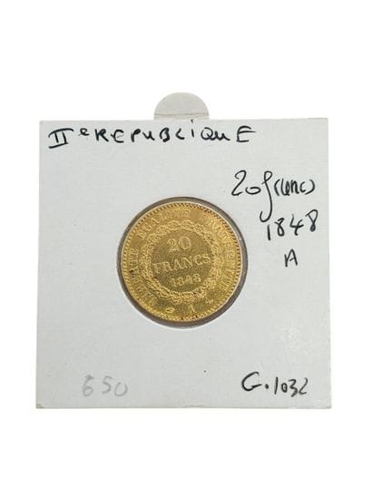PIECE 20 francs or 1848/A 
Weight : 6,45...
