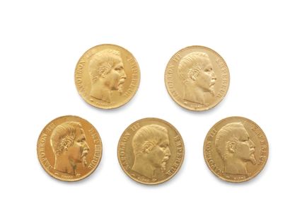 CURRENCY
FIVE 20 franc gold Napoleon III...