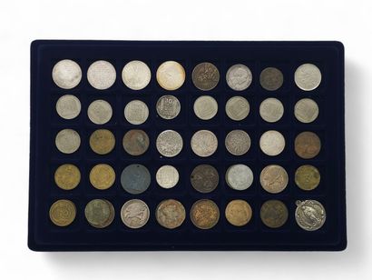 TWO trays including French 10 franc cupronickel...