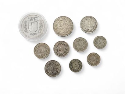 835° Swiss silver coin set including
A 5...