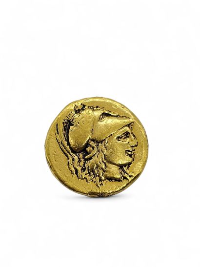 Hellenistic gold STATERE head of the goddess...