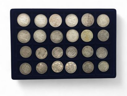 SET of silver coins including 24 compartments...
