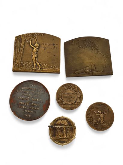 Set of six bronze civil medals including:
Rene...