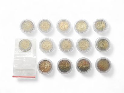 Set of 14 commemorative €2 coins under protection
