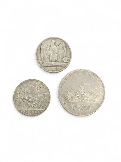 Italy
Three silver coins:
500 lire 1958
5...