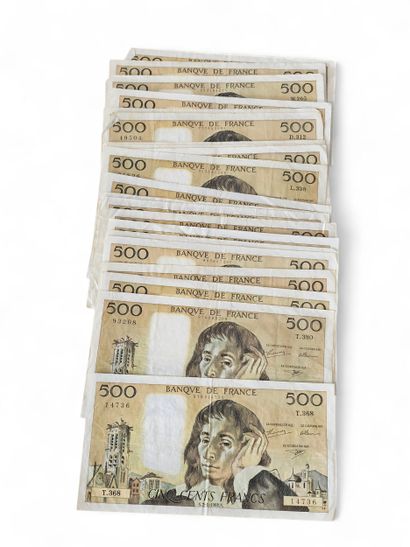 LOT OF TWENTY TWO 500-franc Pascal bankn...
