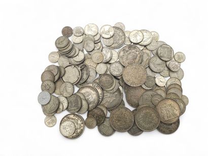 Set of silver Francs coins including
50 centimes,...