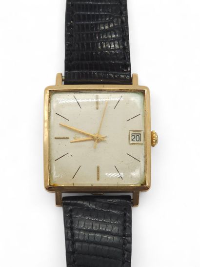 MONTRE bracelet in black leather with gilded...
