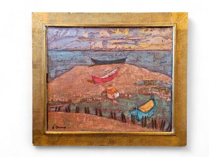 MODERN SCHOOL
Boats on the shore 
Framed...