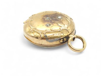 750° yellow gold collar-watch, white enamelled...