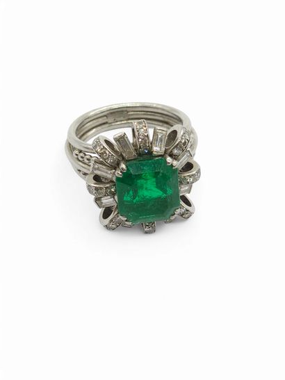 20th century FRENCH WORK 
RING in 950° platinum...