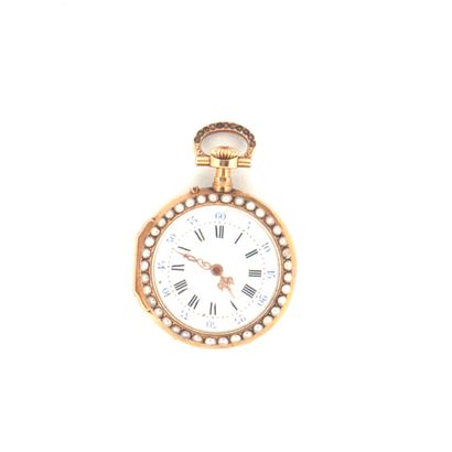 750° yellow gold collar-watch, white dial...