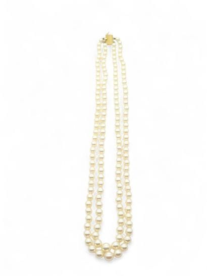 COLLIER double rangs de perles en chute,...