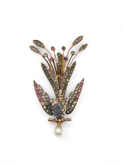 ELEGANT brooch or hair ornament, bird with...