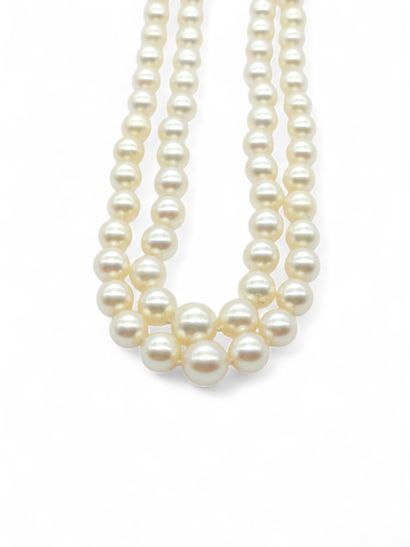 COLLIER double rangs de perles en chute,...