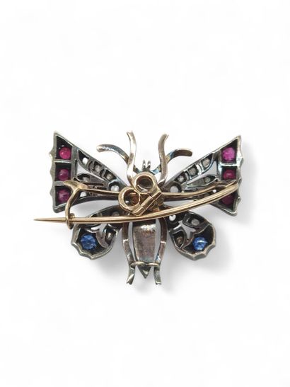19th century WORK 
Butterfly brooch in 750°...