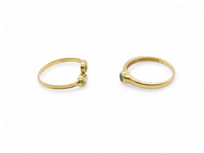 DEUX bagues de petit doigt en or jaune 750°...