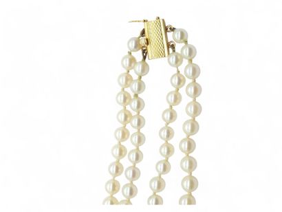 COLLIER double rangs de perles en chute,...