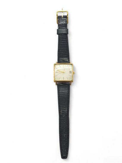 MONTRE bracelet in black leather with gilded...