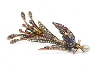 ELEGANT brooch or hair ornament, bird with...