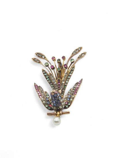 ELEGANT brooch or hair ornament, bird with...