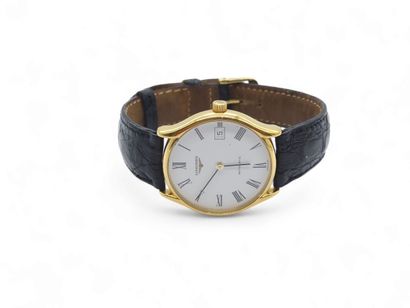 LONGINES Bracelet watch, round gilt steel...