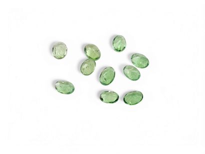 TEN Oval tsavorite green GRENATS, Tanzania,...