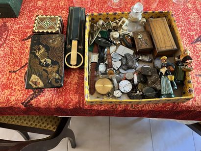 ENSEMBLE D'OBJETS DE VITRINE comprenant :
Montres...