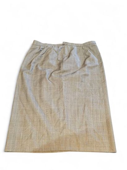 HERMES 
Tailleur jupe et veste en laine à...