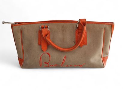 BURBERRY
Orange canvas and leather bag 
Poor...