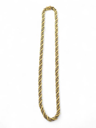 COLLIER torsadé en or deux tons 750° 
Poids...