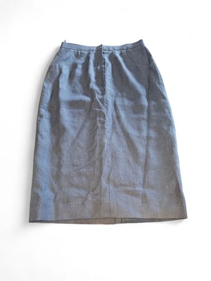 CHANEL 
Blue linen skirt with three signed...