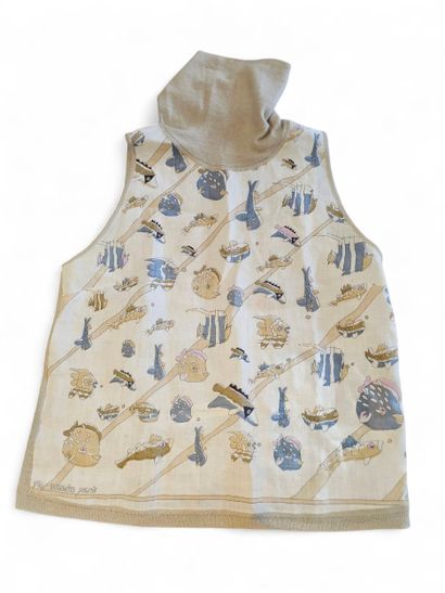 HERMES
Pull col roulé sans manche en cachemire...