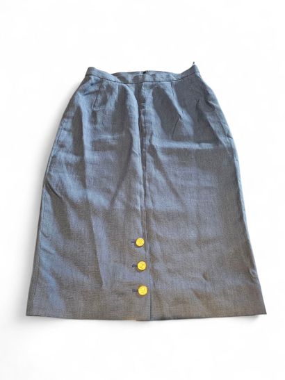 CHANEL 
Blue linen skirt with three signed...