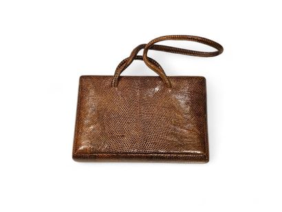SAC minaudière en cuir marron découvrant...