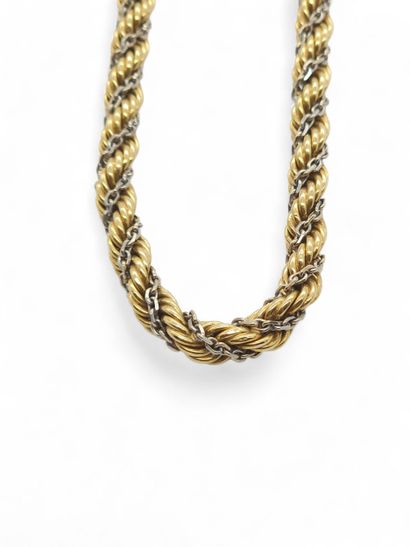 COLLIER torsadé en or deux tons 750° 
Poids...