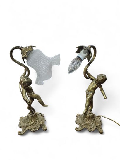 Paire de lampe de bureau en laiton
Manque...
