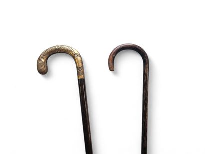 Deux canes de Dandy, pommeau en bec de corbin...