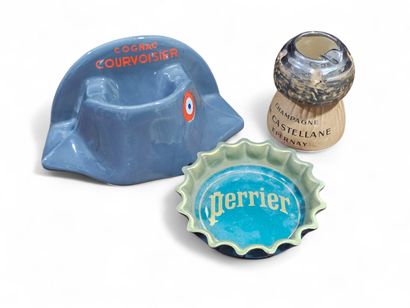 ENSEMBLE DE TROIS CENDRIERS PUBLICITAIRES...